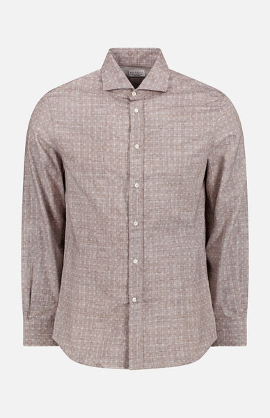Brunello Cucinelli Men's Patterned Cotton Dress Shirt | A.K.