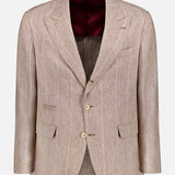 Striped Single-breasted Linen Jacket (14655255609707)
