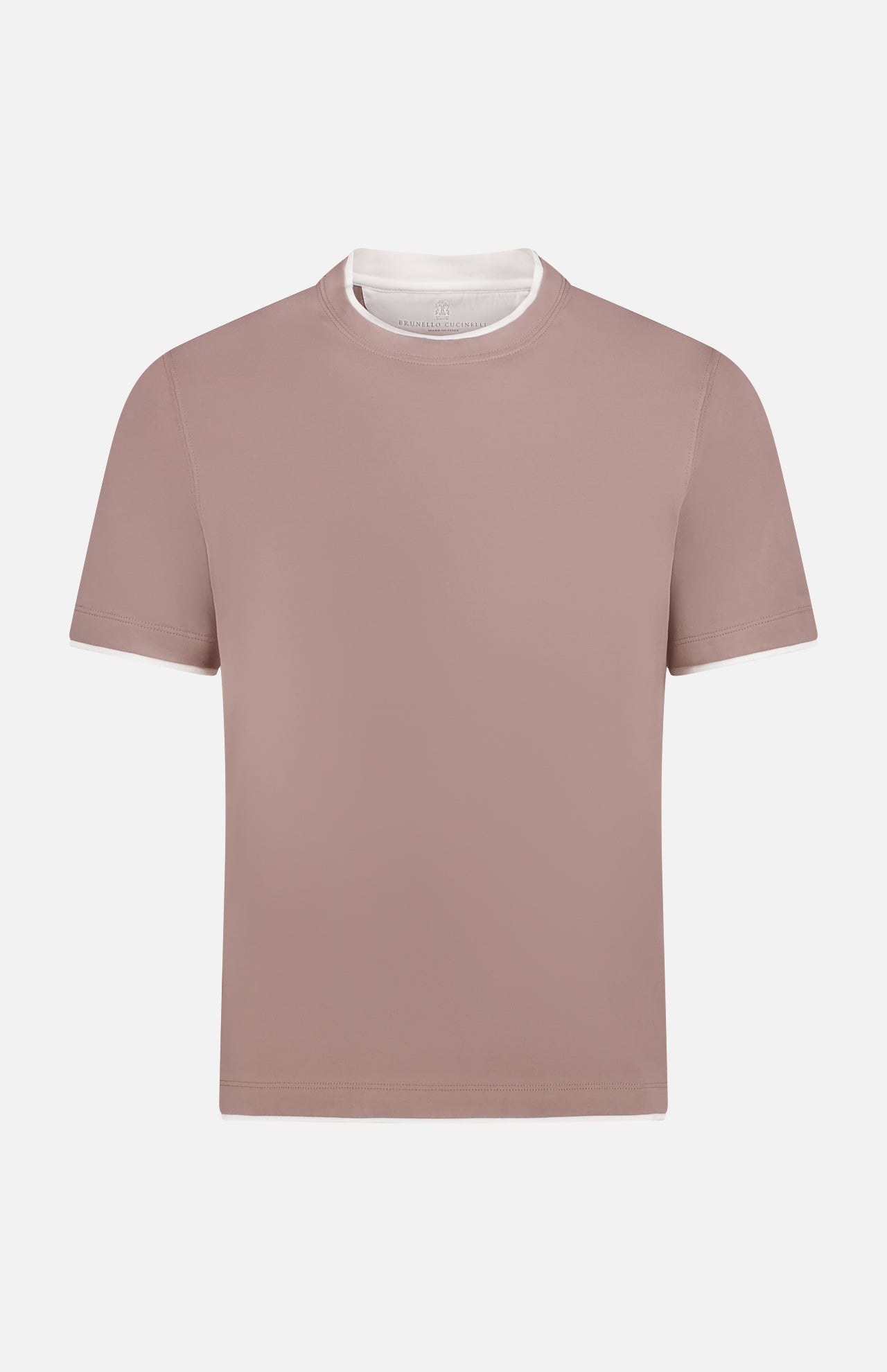 Tシャツ・カットソー Brunello Cucinelli Crew Neck T-Shirt With Faux-Layering T-shirt with faux-layering for Man in Off-White | Brunello