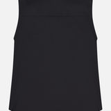 The BRUNELLO CUCINELLI Cotton Poplin Sleeveless Top with Monili Collar is shown from the back, highlighting its collared neckline, curved hem, and yoke across the shoulders against a plain white background.