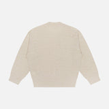 The BRUNELLO CUCINELLI Linen Long Sleeve V-Neck Pullover Sweater in beige is displayed flat against a white background, shown from the back with a simple design and no visible patterns or logos.