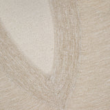 Close-up of a beige BRUNELLO CUCINELLI Linen Long Sleeve V-Neck Pullover Sweater, featuring textured knit fabric and a visible brand label in the upper left corner.