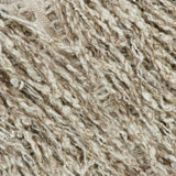 Close-up of a neutral Brunello Cucinelli Twisted Fringed Wool Mohair Zip Vest made from textured, multi-tonal twisted fringe yarn embellished with small, shimmering sequins.