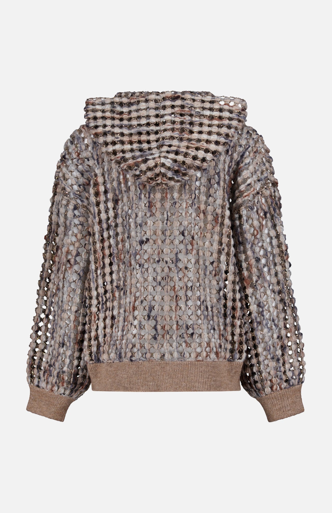 Wool Cashmere Net Embroidered Full Zip Hoodie (14719881642347)