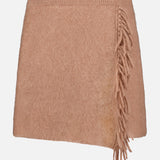 Brushed Cashmere Fringe Mini Skirt
