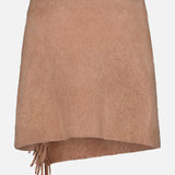 Brushed Cashmere Fringe Mini Skirt