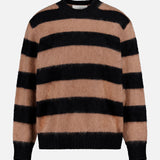 Brushed Cashmere Striped Crewneck Sweater