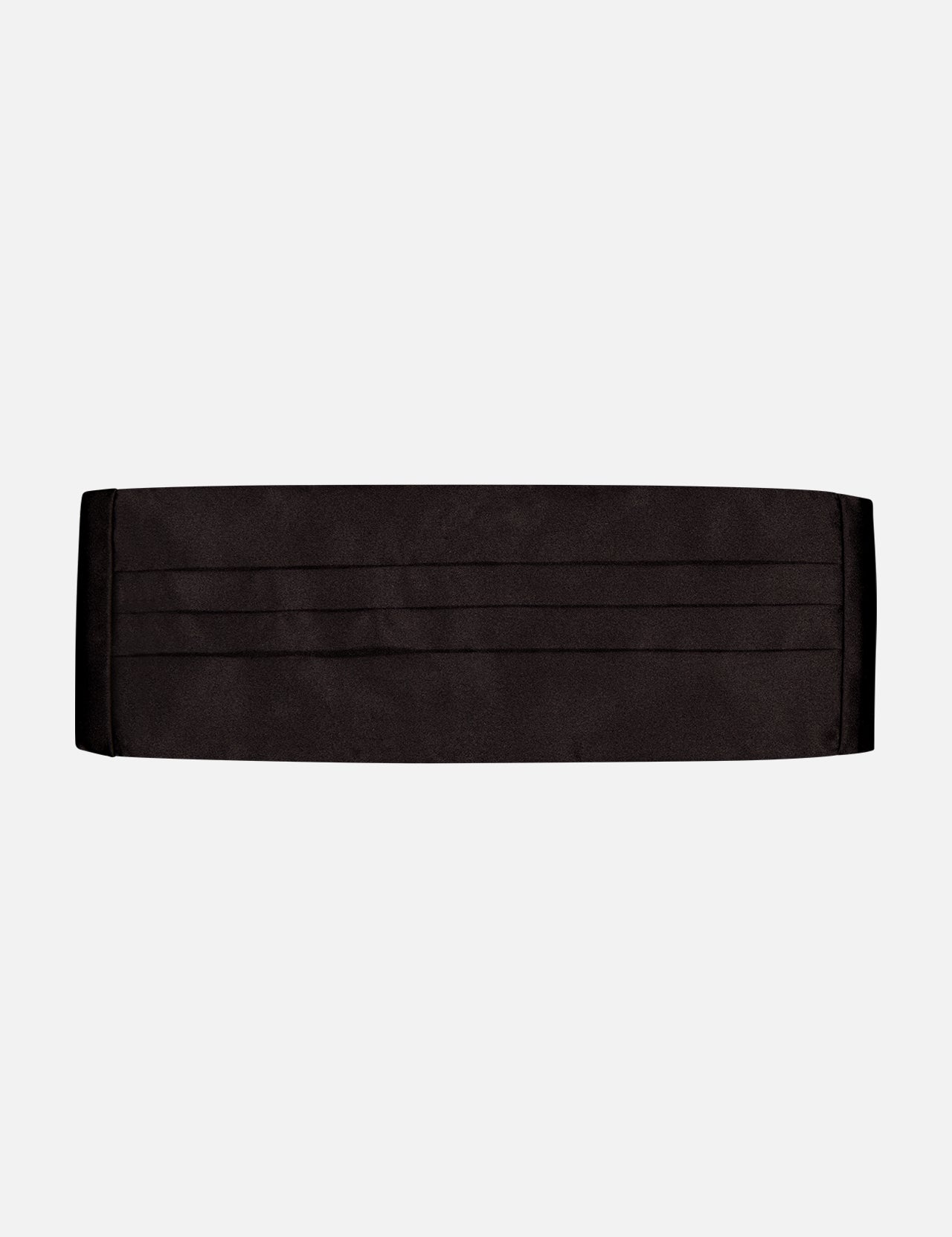 The CARROT & GIBBS Satin Cummerbund, shown flat on a light gray background, features horizontal pleats—an elegant formalwear accessory perfect for any special occasion.