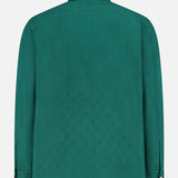 The CASABLANCA Piquet Logo Long Sleeve Shirt in green is shown from the back, featuring a subtle textured pattern, buttoned cuffs, and signature Casablanca elegance.