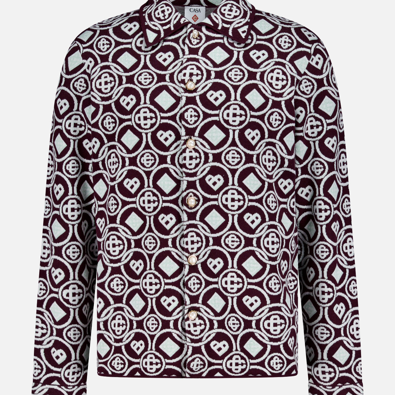 Monogram Long Sleeve Pearl Button Shirt (14704574562667)