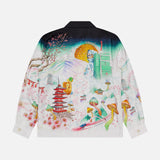 Satin Flower Cuban Collar Long Sleeve Shirt (14704574595435)