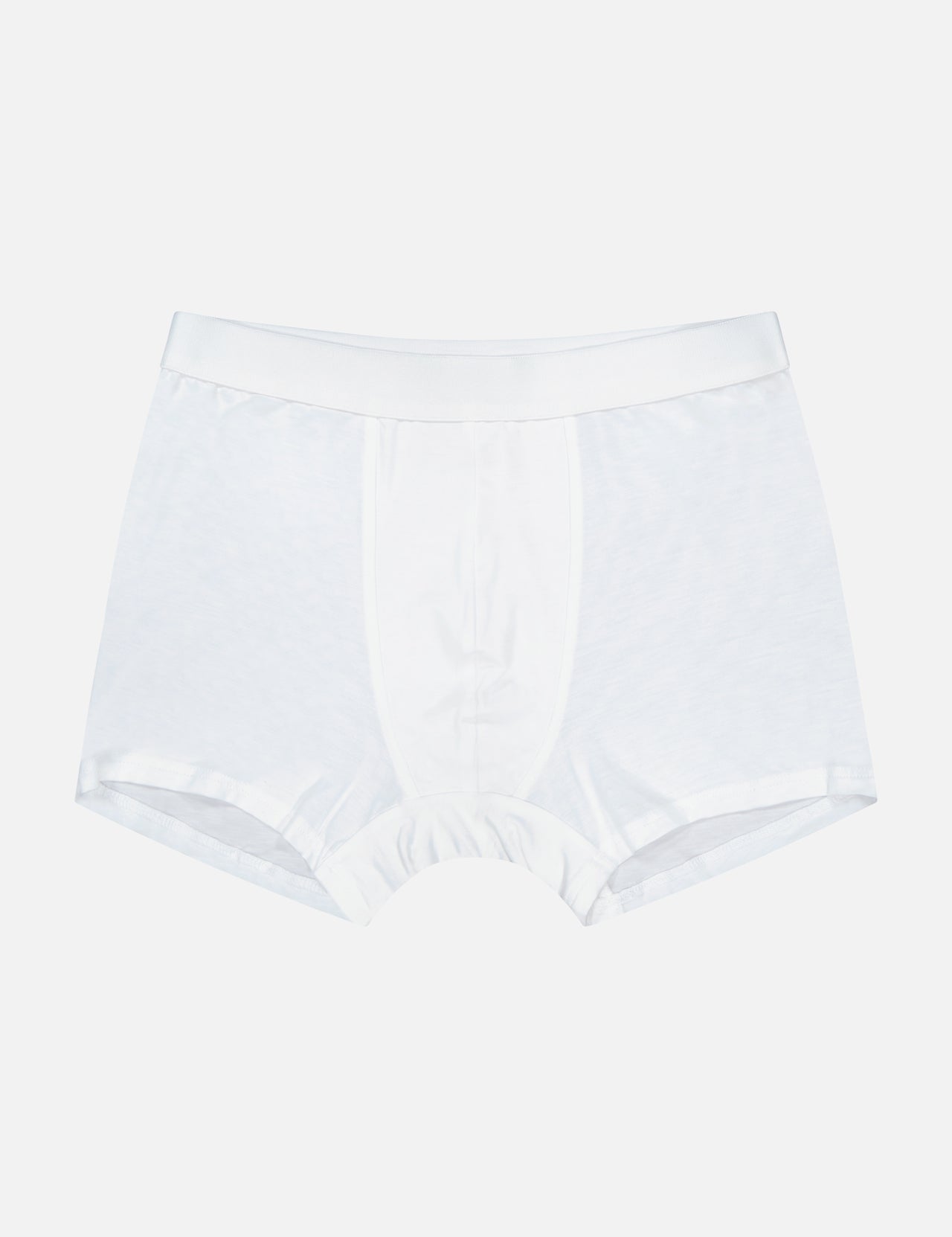 The CDLP Boxer Brief—a pair of plain white men’s underwear made from cotton—offers a luxurious essential, shown flat against a light gray background.