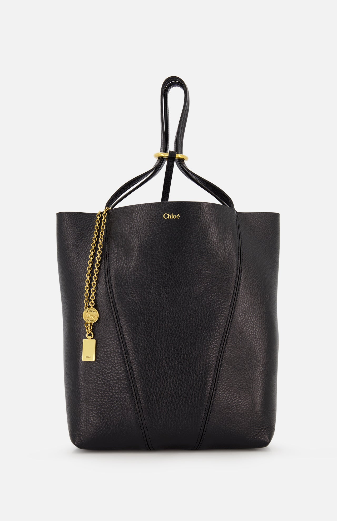 Medium Spin Leather Tote Bag