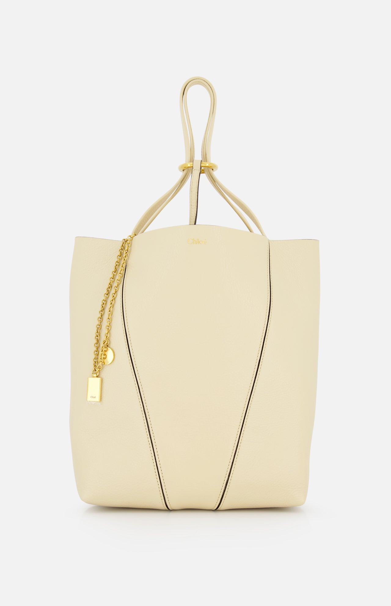 Medium Spin Leather Tote Bag