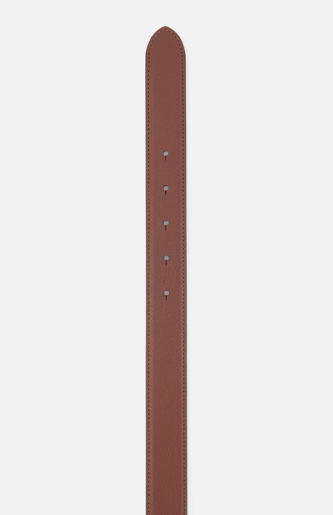 A close-up of the Chloé Iconic Belt by CHLOÉ, a classic brown leather accessory featuring four adjustment holes and stitched edges, photographed against a white background.