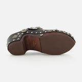 CHLOÉ Talis Studded Leather Clogs in black with a wooden sole and decorative silver-tone studs.
