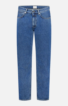 The CLOSED Straight Leg Copper True Denim jeans, made from premium Italian denim, feature front pockets, belt loops, and a button fly. Shown against a white background.