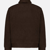 A plain chocolate brown Shawl Collar Sweater by CLOSED is shown from the back, featuring long sleeves, a short shawl collar, and a straight hem against a white background.