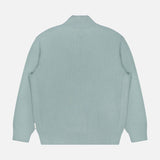 The CLOSED Half Zip Jumper Sweater, in a pale blue cotton-blend, is displayed flat from the back on a plain white background, featuring a high neckline with ribbed cuffs and hem.
