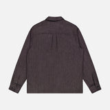 A back view of the CLOSED Wool-blend Overshirt in dark gray, featuring long sleeves with buttoned cuffs, crafted from premium Italian fabric and shown against a plain white background.