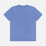 The CROSSLEY Hunt Cotton Short Sleeve Crew T-shirt in solid light blue, made in Italy, is shown from the back against a white background.
