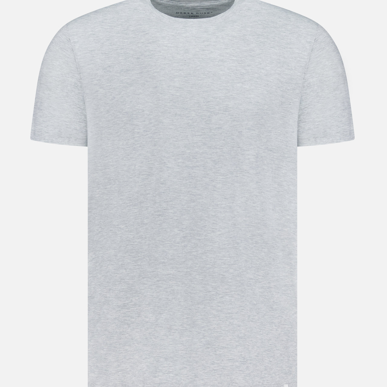 The DEREK ROSE Ethan Micro Modal Stretch T-Shirt is a light gray, short-sleeve crew neck featuring a soft, minimalistic design, shown against a plain white background.