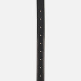 Hollyhock Mixed Metal Belt in black leather with a pointed metallic tip.