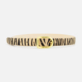 Déhanche Mija Exotic belt in zebra print pony hair with a gold-tone buckle.