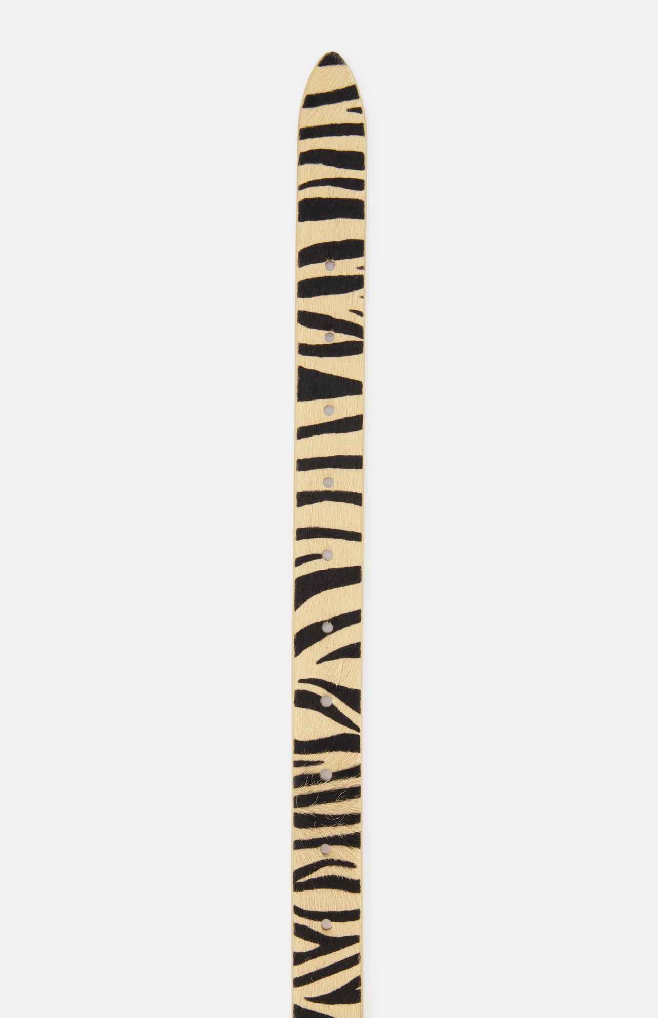 Mija Exotic Belt with a tan and black tiger stripe animal print.