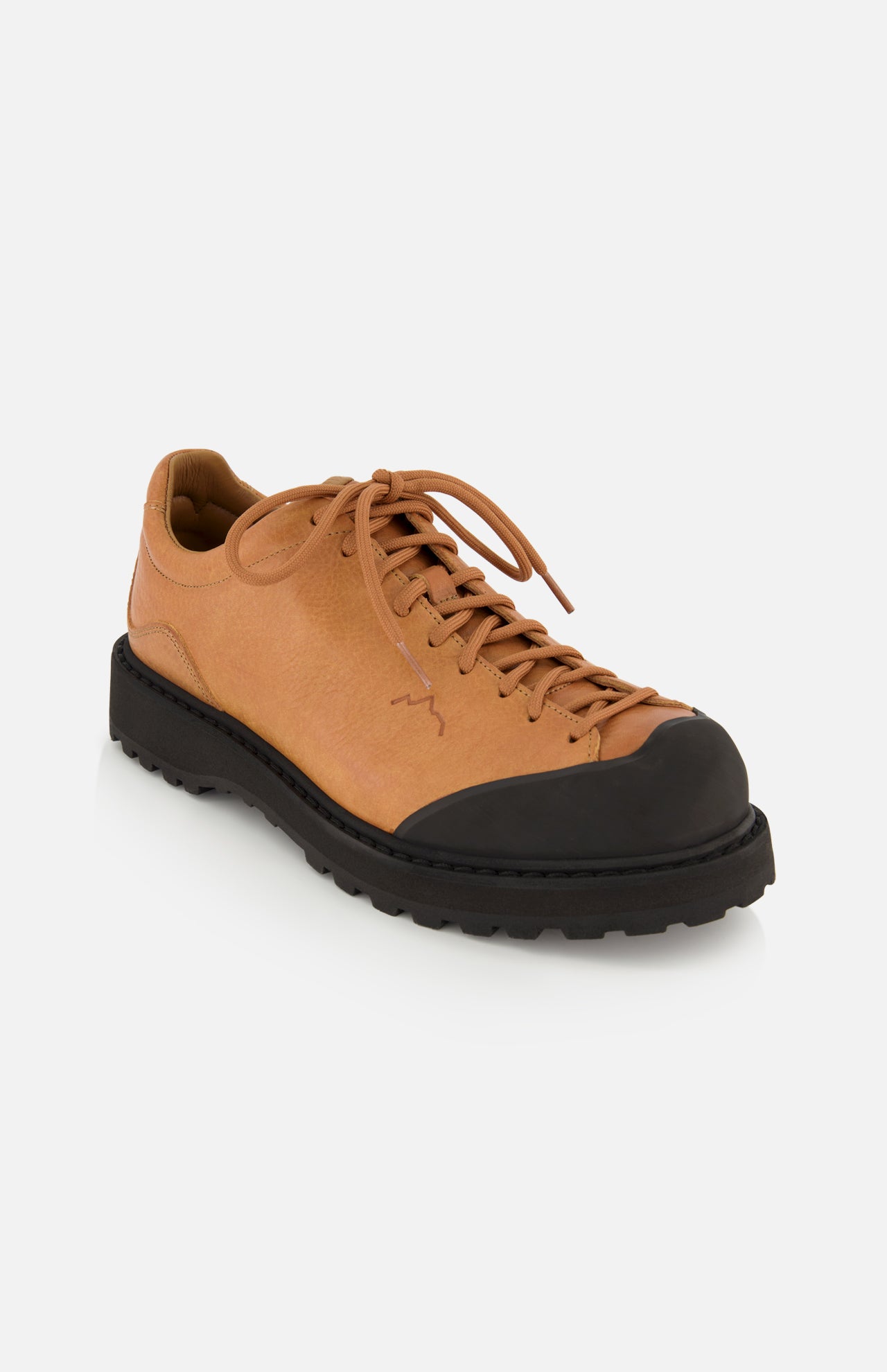 Diemme Ampezzo Low Top Boot in tan leather, featuring a thick black lugged rubber sole and a black rubber toe cap.