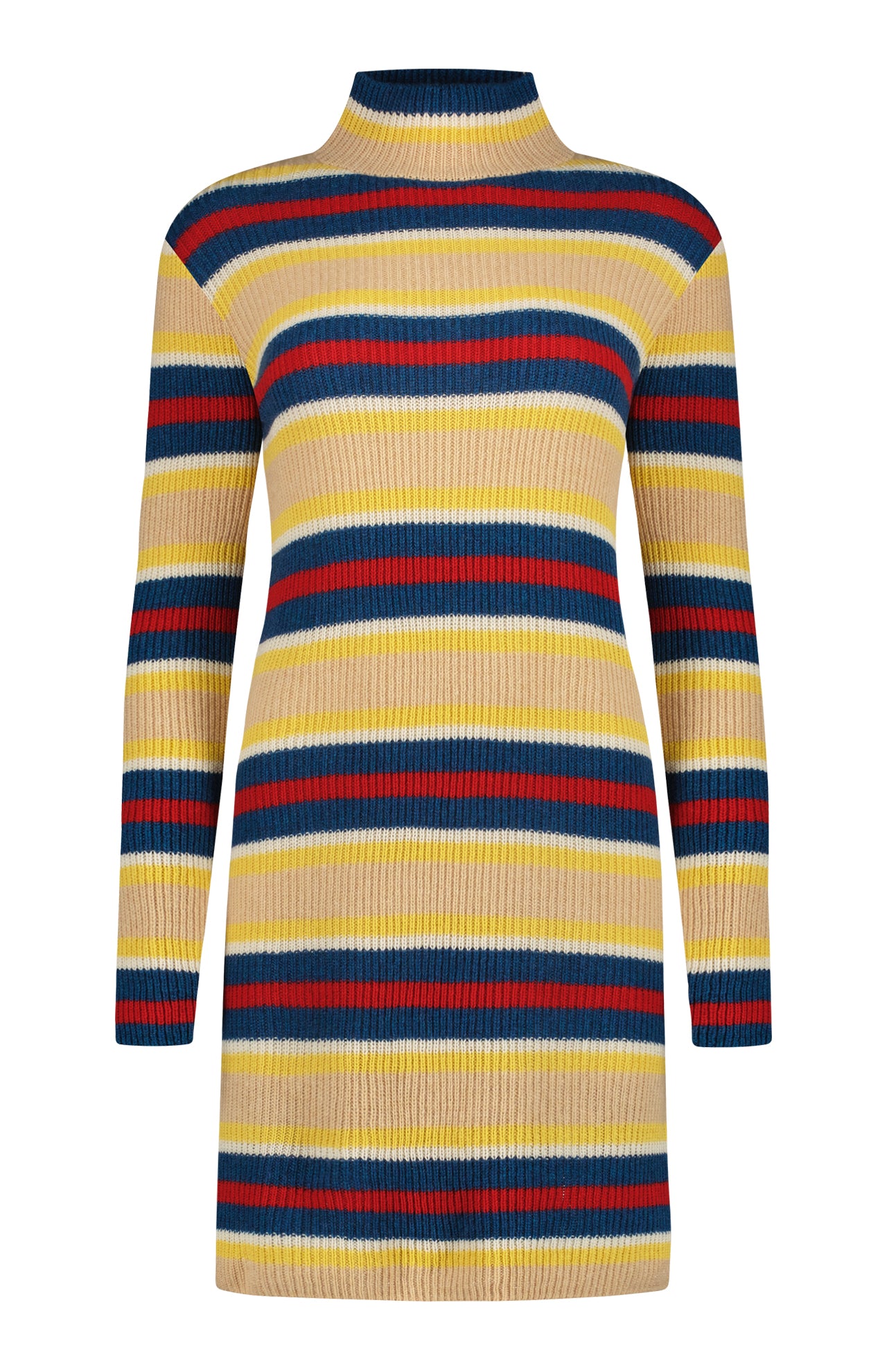 Ribbed Mockneck Stripe Dress