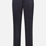 The ZEGNA 15MilMil15 Wool Suit pants are tailored, dark navy dress pants made in Italy from premium wool, featuring belt loops, a button closure, and straight legs, shown against a plain white background.