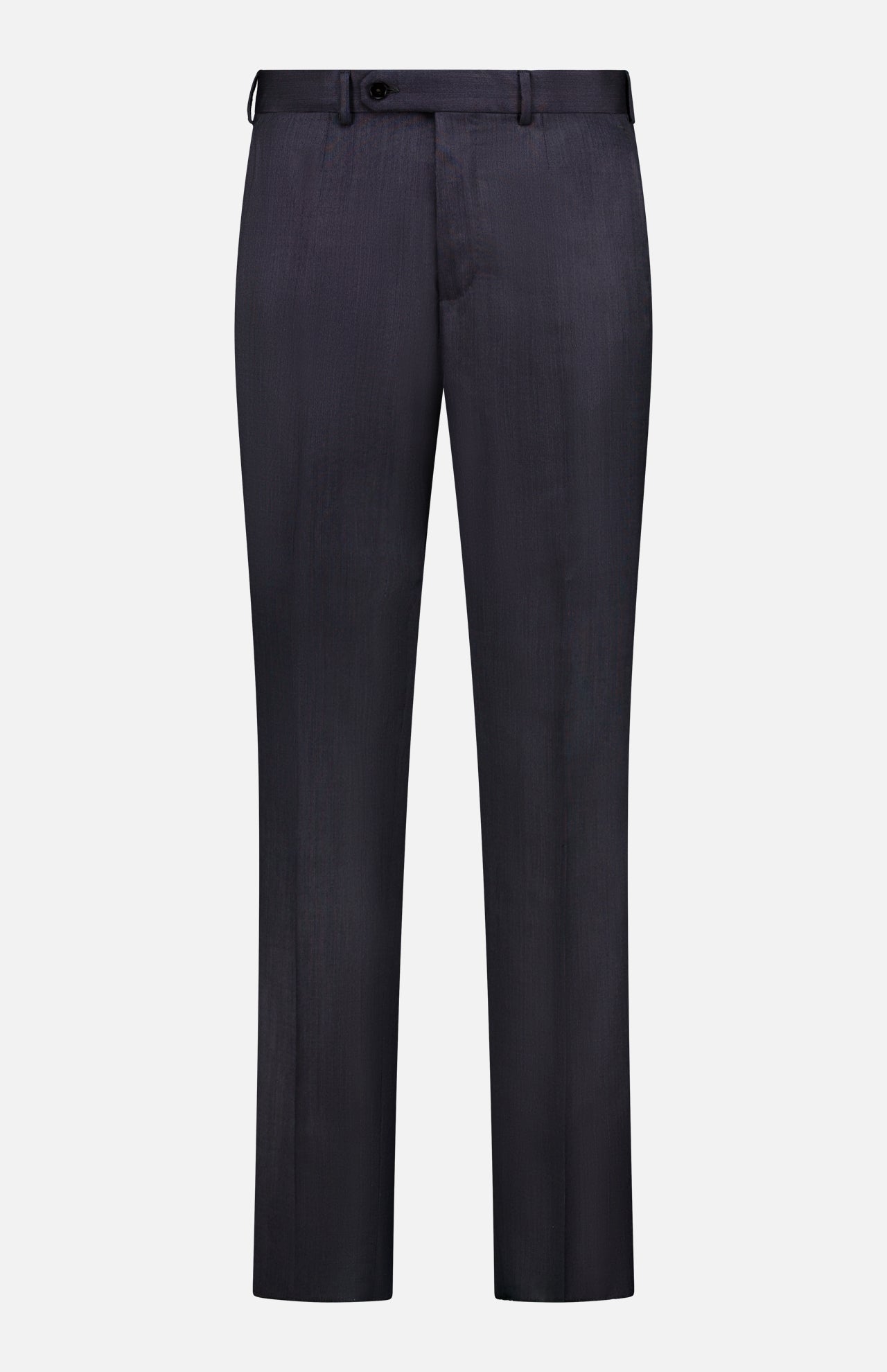 The ZEGNA 15MilMil15 Wool Suit pants are tailored, dark navy dress pants made in Italy from premium wool, featuring belt loops, a button closure, and straight legs, shown against a plain white background.