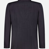 The ZEGNA 15MilMil15 Wool Suit jacket, shown from the back, features dark grey Italian wool, long sleeves, a notched collar, and subtle seams against a plain white background.