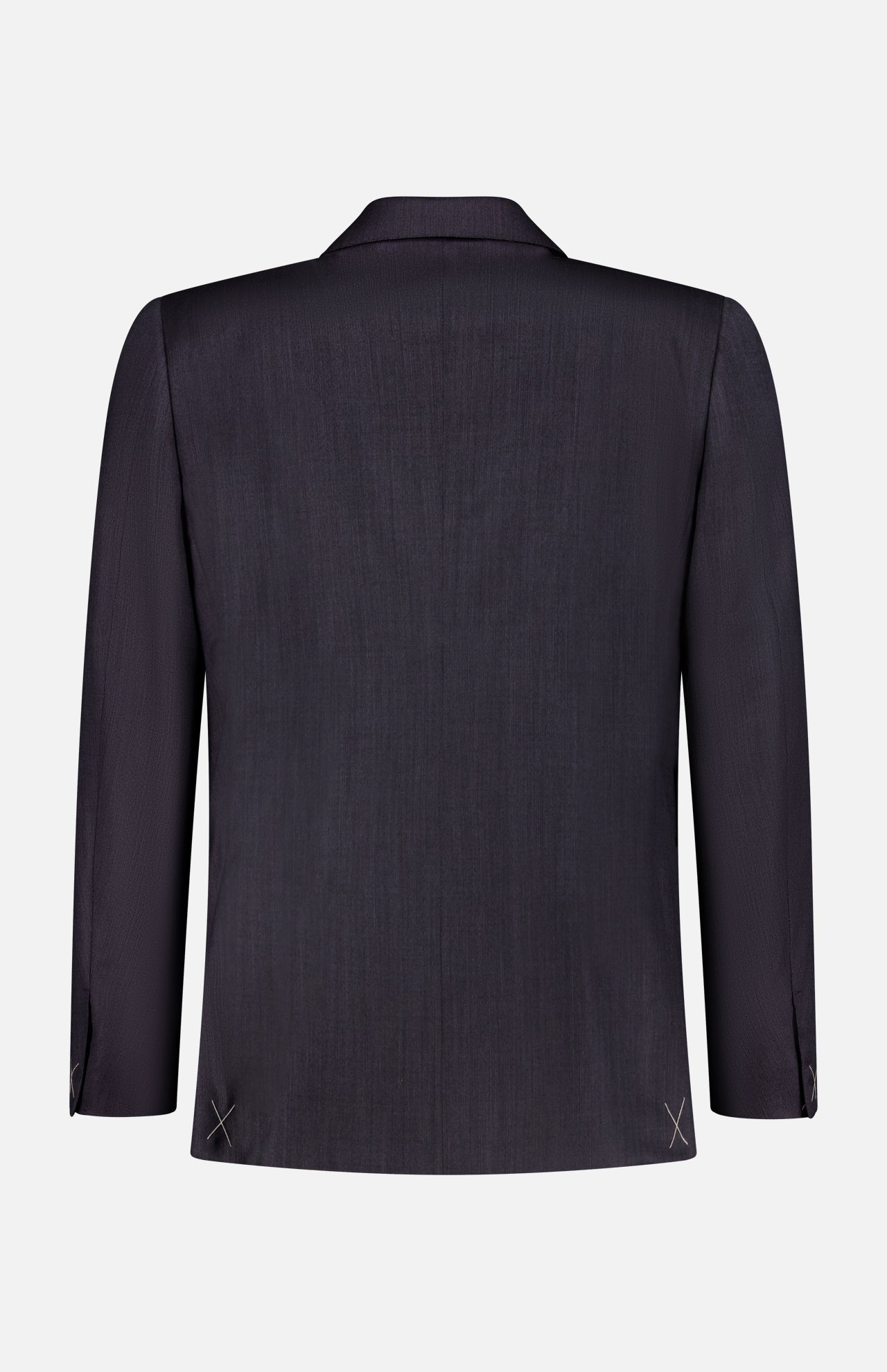 The ZEGNA 15MilMil15 Wool Suit jacket, shown from the back, features dark grey Italian wool, long sleeves, a notched collar, and subtle seams against a plain white background.