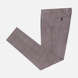 Flat lay of ZEGNA 15MilMil15 Wool Suit dress pants in light gray, made in Italy, featuring a single back pocket and belt loops, neatly folded on a plain white background.
