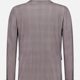 Back view of the ZEGNA 15MilMil15 Wool Suit jacket in light gray, featuring long sleeves, subtle texture, and back vents. Expertly crafted in Italy and displayed against a plain white background.