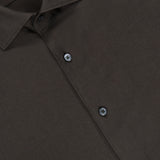 Dark brown ZEGNA Cashco Dress Shirt featuring a spread collar, long sleeves, and a button-down front.