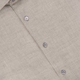 Light beige ZEGNA Cashco Dress Shirt crafted from fine textured fabric, laid flat with three visible grey buttons and a pointed collar.