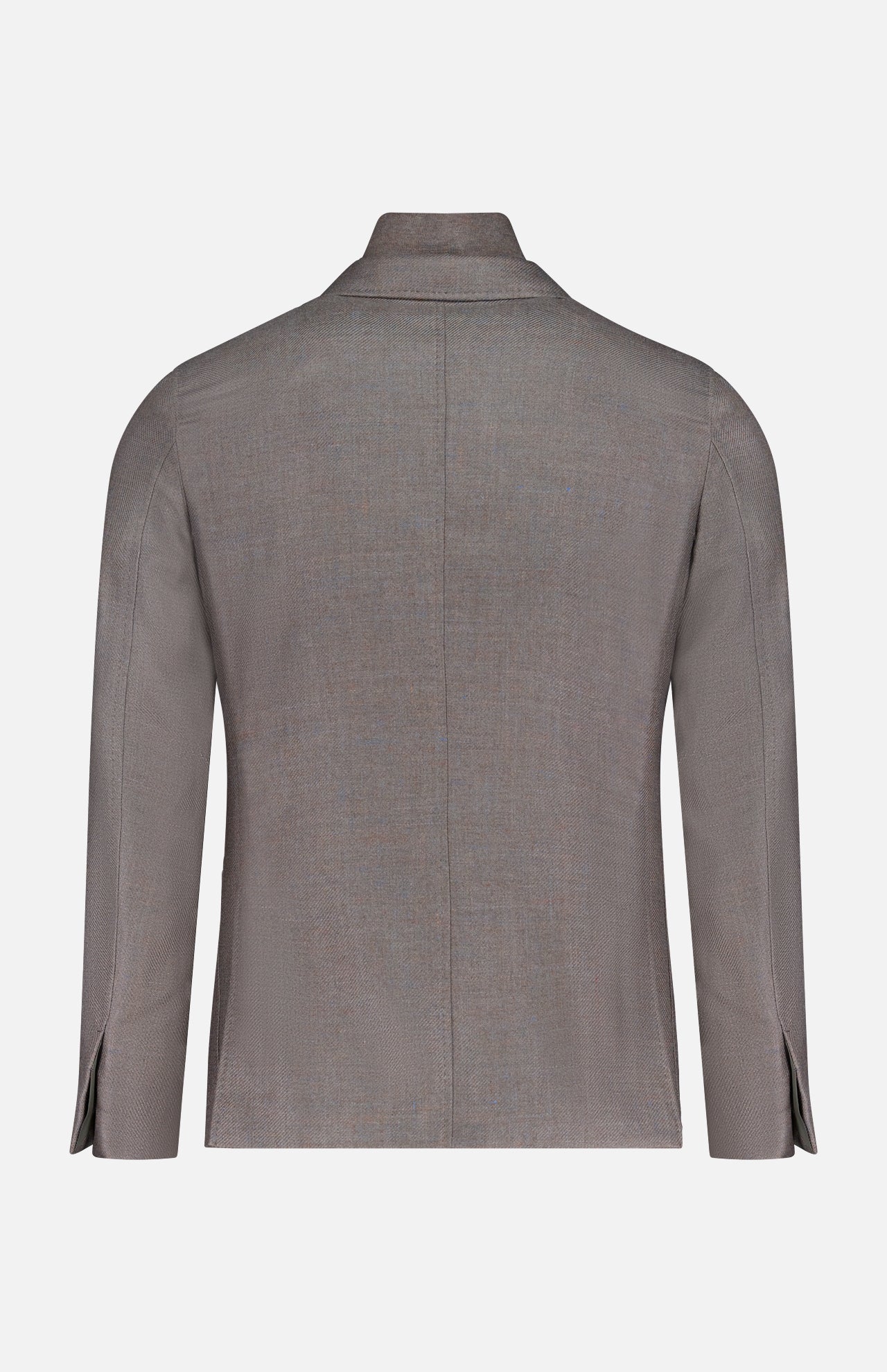 Back view of the ZEGNA Detachable Knit Bib Sportcoat in gray, featuring a notched collar and long sleeves, shown against a plain white background.