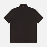 Back view of the ZEGNA Pure Cotton Piquet Short Sleeve Polo Shirt in black, featuring a collar, shown against a white background.