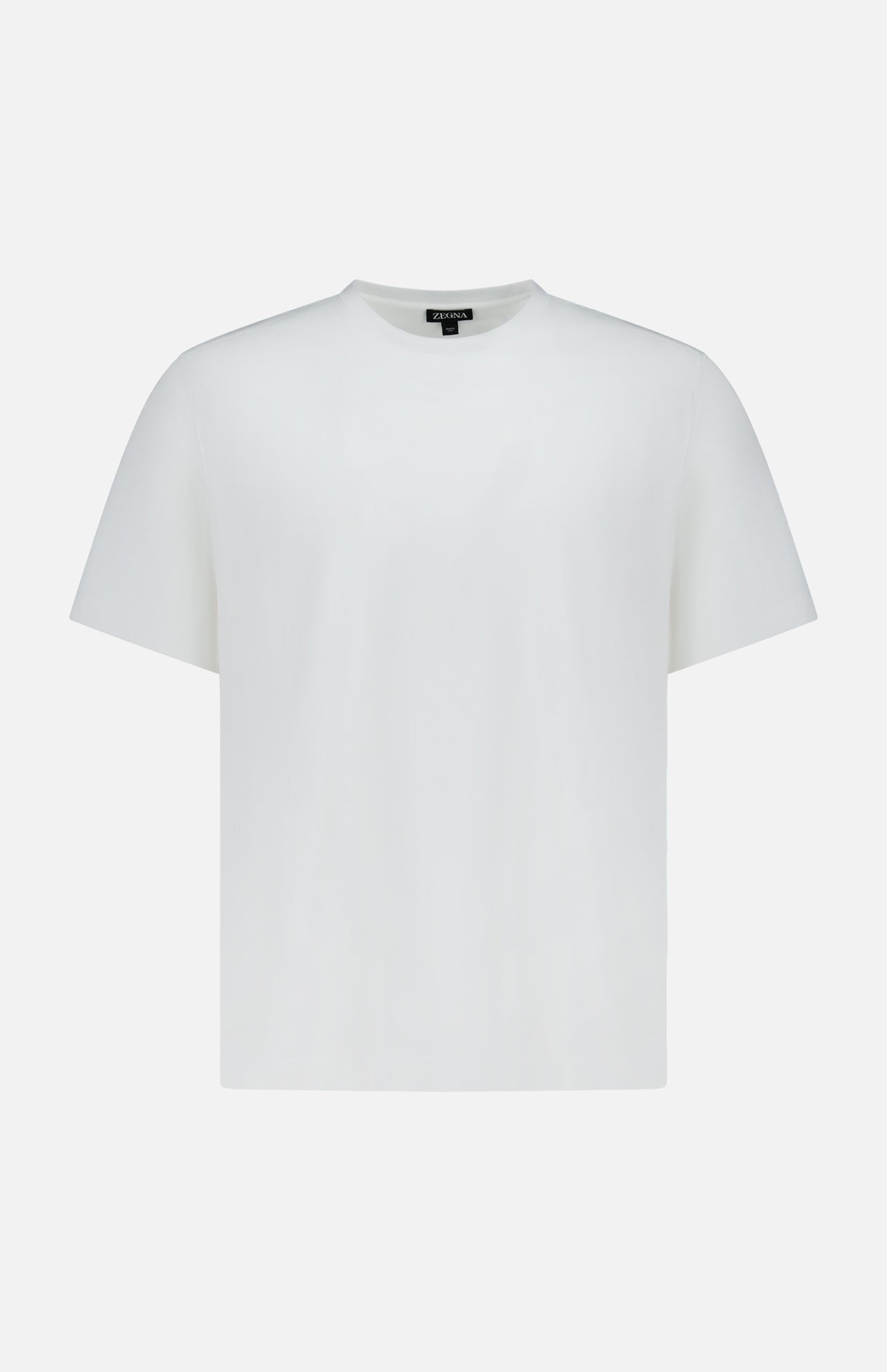 The Pure Cotton T-Shirt by ZEGNA is a classic white 100% cotton crew neck with short sleeves, shown against a light gray background.