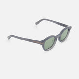 ZEGNA Rounded Light Blue Sunglasses with light blue frames and lenses, shown on a white background at an angle highlighting both the front and side of the frames.