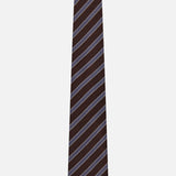 The ZEGNA Silk Jacquard Diagonal Stripes Neck Tie, featuring light blue and white stripes, made in Italy, is displayed on a plain white background.
