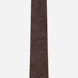The ZEGNA Silk Jacquard Tie, featuring a subtle plaid pattern in dark brown silk and crafted in Italy, is displayed against a plain white background.