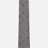 A ZEGNA Silk Jacquard Tie featuring a gray plaid design with a subtle crisscross pattern, expertly crafted in Italy from luxurious silk, displayed on a plain white background.