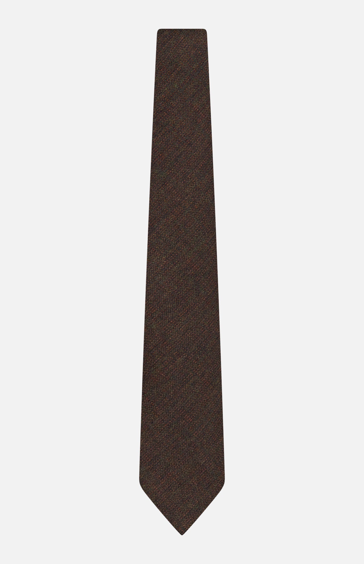 A Wool Jacquard Tie by ZEGNA in brown, crafted from pure wool with a subtle textured pattern, is shown against a plain white background.