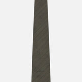 The ZEGNA Wool and Silk Tie, crafted in Italy, features a plain dark gray color with a subtle diagonal texture and is showcased against a light gray background.