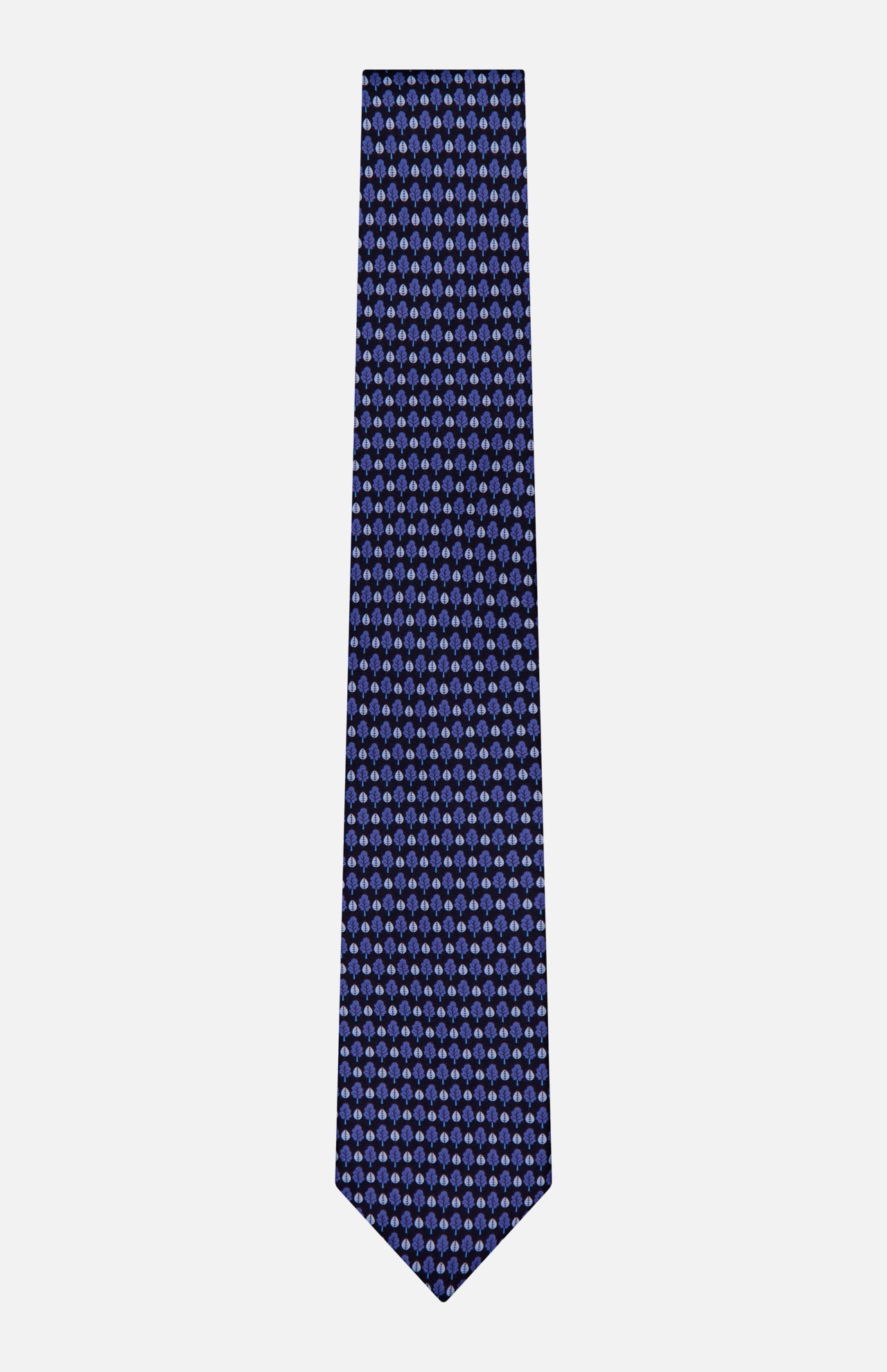 Tree and Leaf Printed Silk Tie (14758523765099)