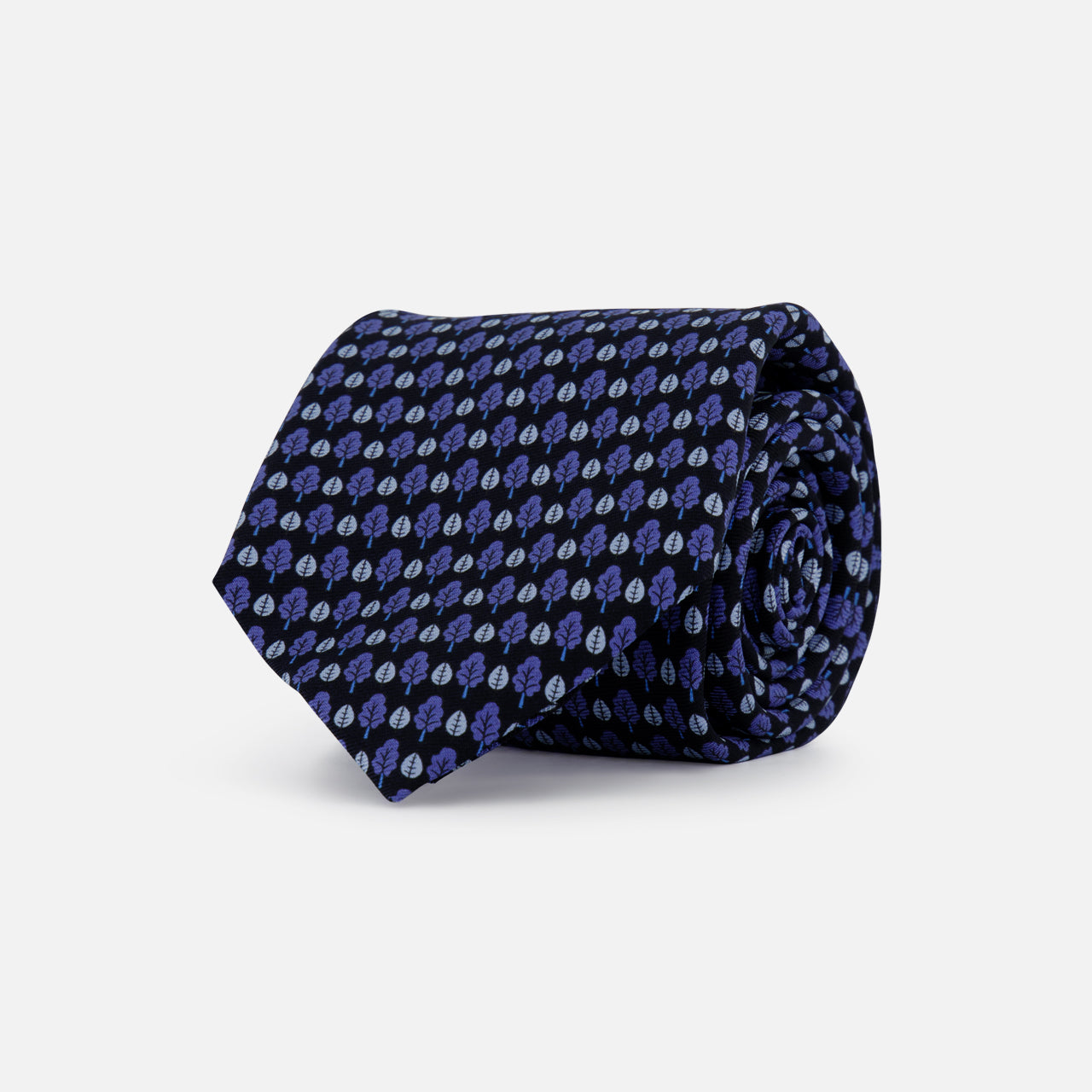 Tree and Leaf Printed Silk Tie (14758523765099)
